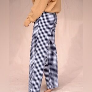 Sonderhaus Perfect Pants Wide Leg 100% Cotton Size XS Blue Gingham
